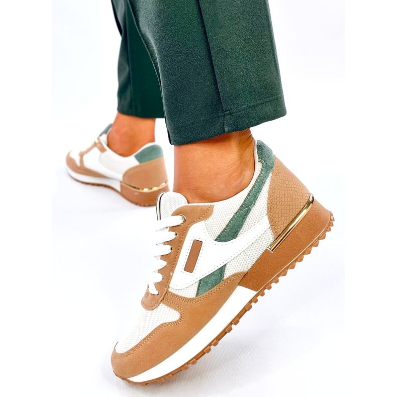 Sneakers sportive da donna, bianche e beige bianco 3