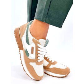 Sneakers sportive da donna, bianche e beige bianco 2