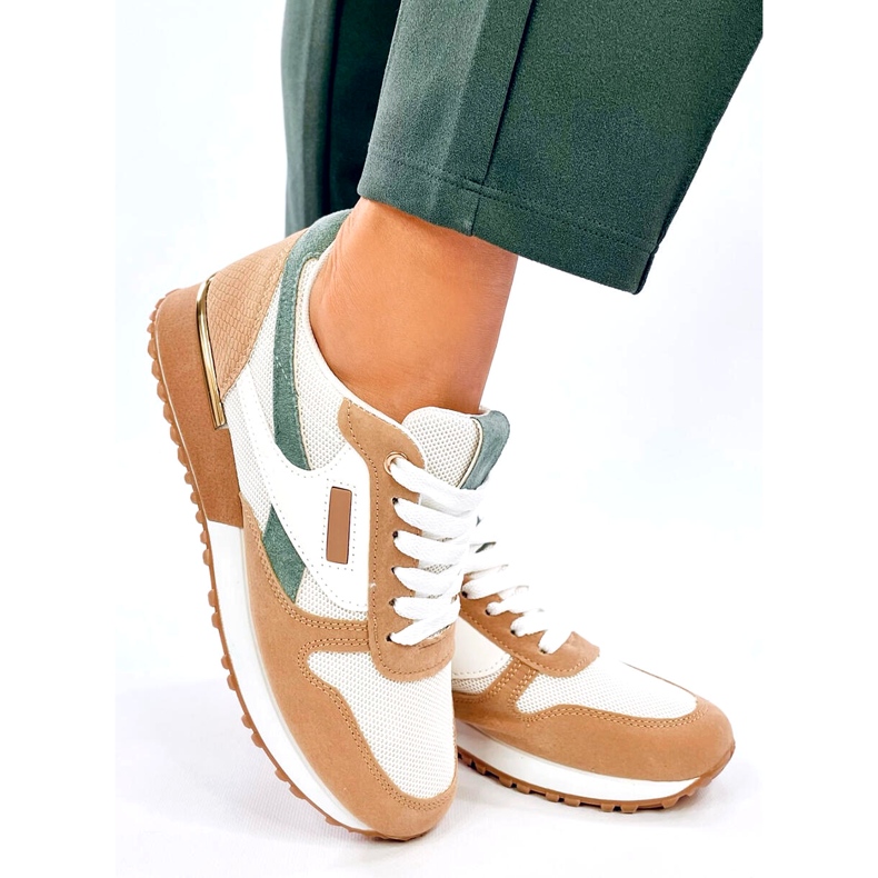 Sneakers sportive da donna, bianche e beige bianca 2