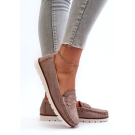Mocassini da Donna in Eco Camoscio, Nestalia Beige Scuro 7