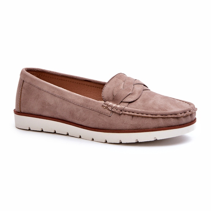 Mocassini da Donna in Eco Camoscio, Nestalia Beige Scuro 2
