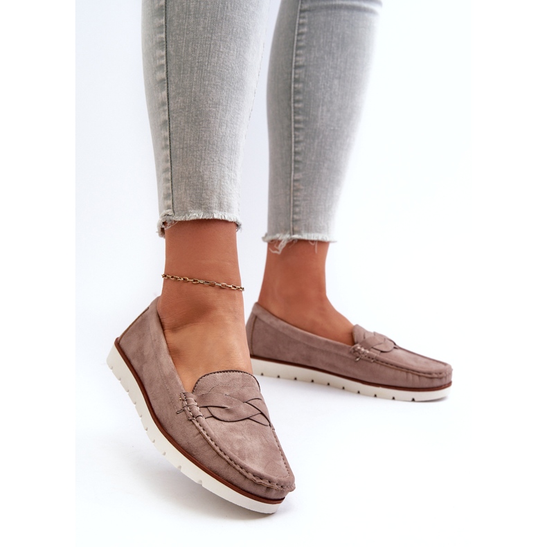 Mocassini da Donna in Eco Camoscio, Nestalia Beige Scuro 3