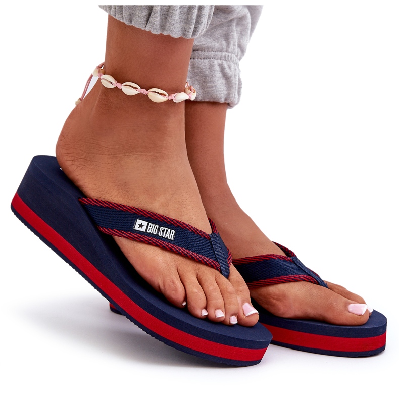 Infradito con zeppa da donna Big Star NN274A725 Blu navy 6