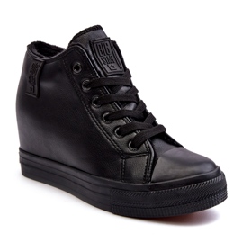 Sneakers con zeppa in pelle da donna Big Star MM274001 Nere nero 1