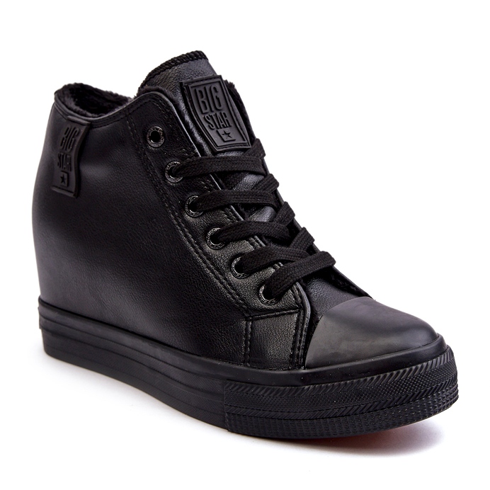 Sneakers con zeppa in pelle da donna Big Star MM274001 Nere nero 1