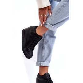 Sneakers con zeppa in pelle da donna Big Star MM274001 Nere nero 2