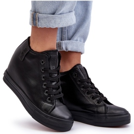 Sneakers con zeppa in pelle da donna Big Star MM274001 Nere nero 7