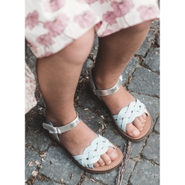Sandali blu da bambino con chiusura in velcro e cinturini intrecciati 5