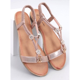 Sandali Hesna Champagne con zirconi rosa 1