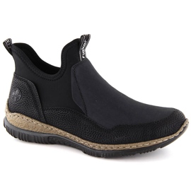 Comodi stivaletti slip-on da donna neri Rieker N3275-00 nero 2