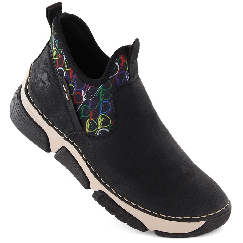 Comodi stivaletti slip-on neri da donna Rieker 45957-00 nero 1