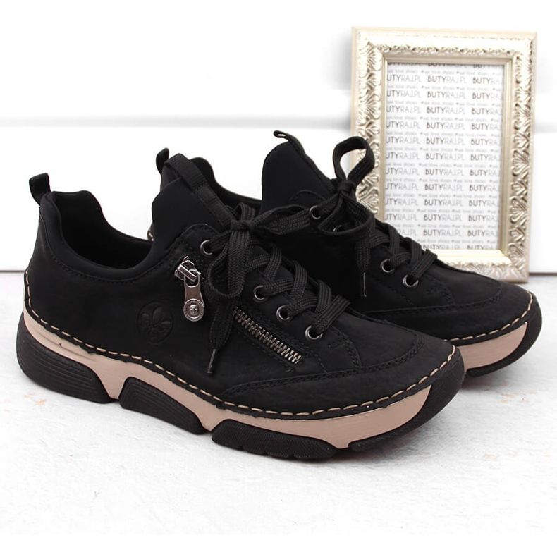 Comode scarpe nere da donna Rieker 45973-00 nero 2