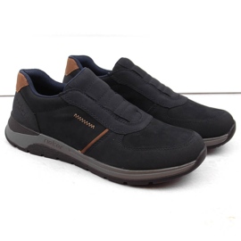 Comode scarpe slip-on da uomo in pelle, blu navy, Rieker 39652-14 2