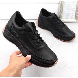 Scarpe sportive da donna in pelle nera Sergio Leone SP013 nero 1