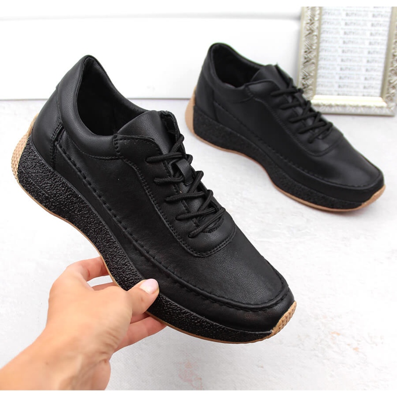 Scarpe sportive da donna in pelle nera Sergio Leone SP013 nero 1