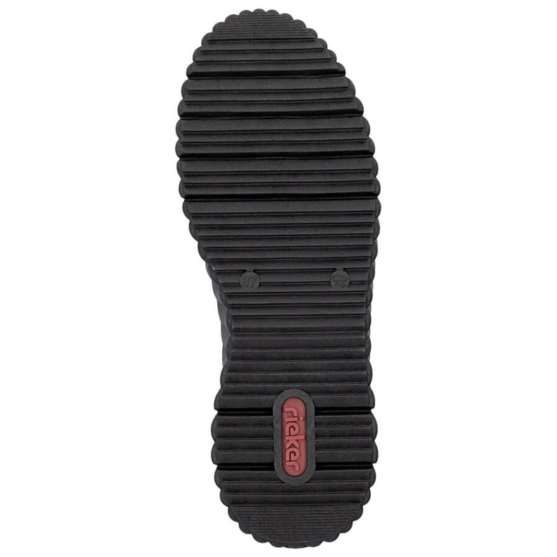 Scarpe con zeppa da donna in vernice nera Rieker N2501-00 nero 1