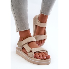 Sandali con plateau da donna Big Star NN274A535 Beige 1