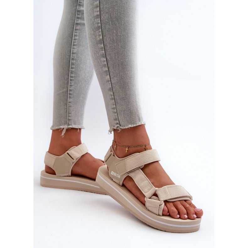Sandali con plateau da donna Big Star NN274A535 Beige 2
