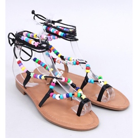 Maios Sandali romani neri con perline nero 1