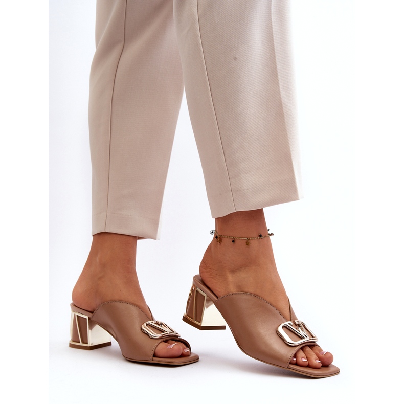 Infradito eleganti da donna con tacco alto Laura Messi 2771 Beige 3
