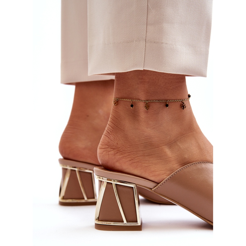 Infradito eleganti da donna con tacco alto Laura Messi 2771 Beige 1