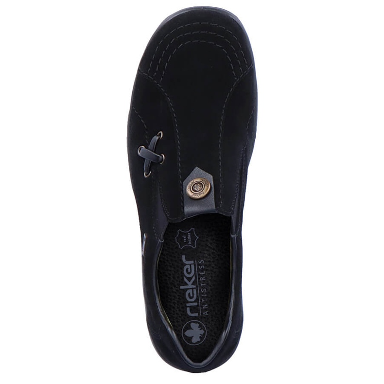 Scarpe in pelle, slip-on nere Rieker L7171-00 nero 1