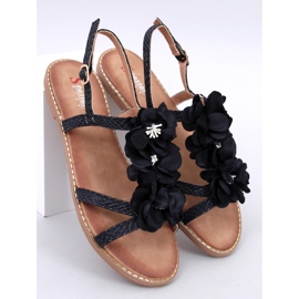 Amaur Sandali neri con fiori delicati nero 1