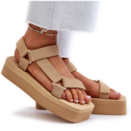 Ideal Shoes Sandali con plateau da donna, Beige 4