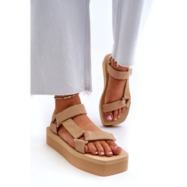 Ideal Shoes Sandali con plateau da donna, Beige 1
