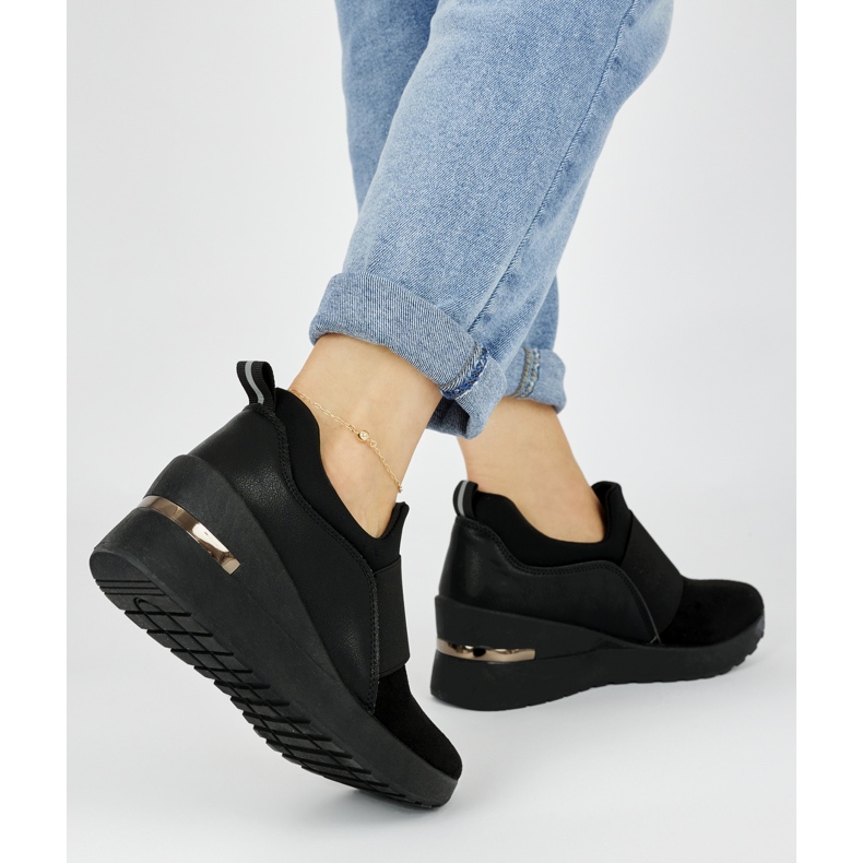 Sneakers con zeppa da donna nere nero 1