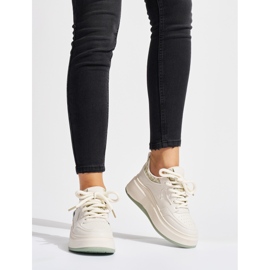 Sneakers nere da donna con suola spessa beige 2
