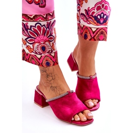 S.Barski Flip-flop in pelle scamosciata femminile con tacchi alti S. Barski KV-612-2 Fuksja rosa 1