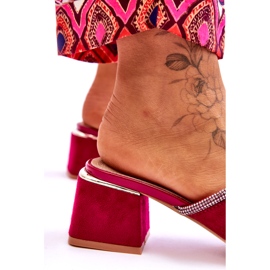 S.Barski Flip-flop in pelle scamosciata femminile con tacchi alti S. Barski KV-612-2 Fuksja rosa 3