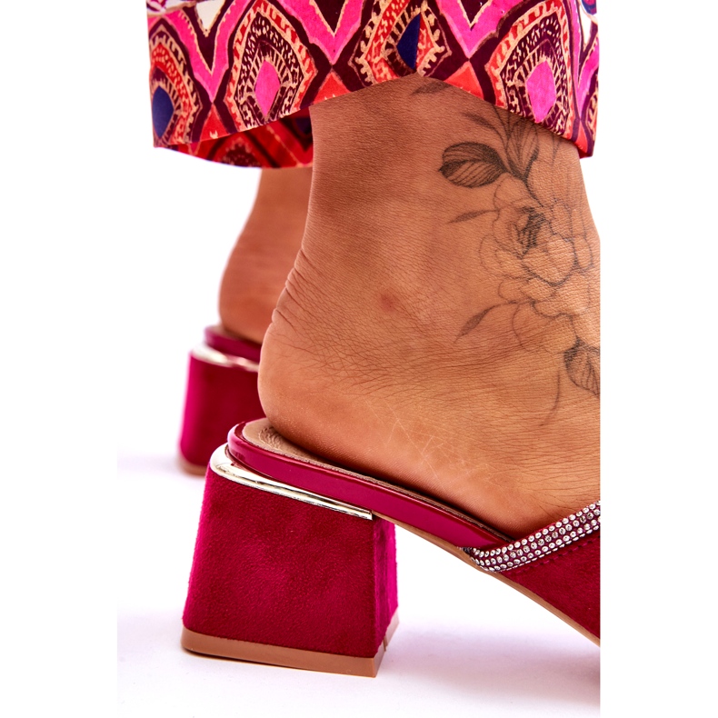 S.Barski Flip-flop in pelle scamosciata femminile con tacchi alti S. Barski KV-612-2 Fuksja rosa 3