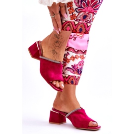S.Barski Flip-flop in pelle scamosciata femminile con tacchi alti S. Barski KV-612-2 Fuksja rosa 2