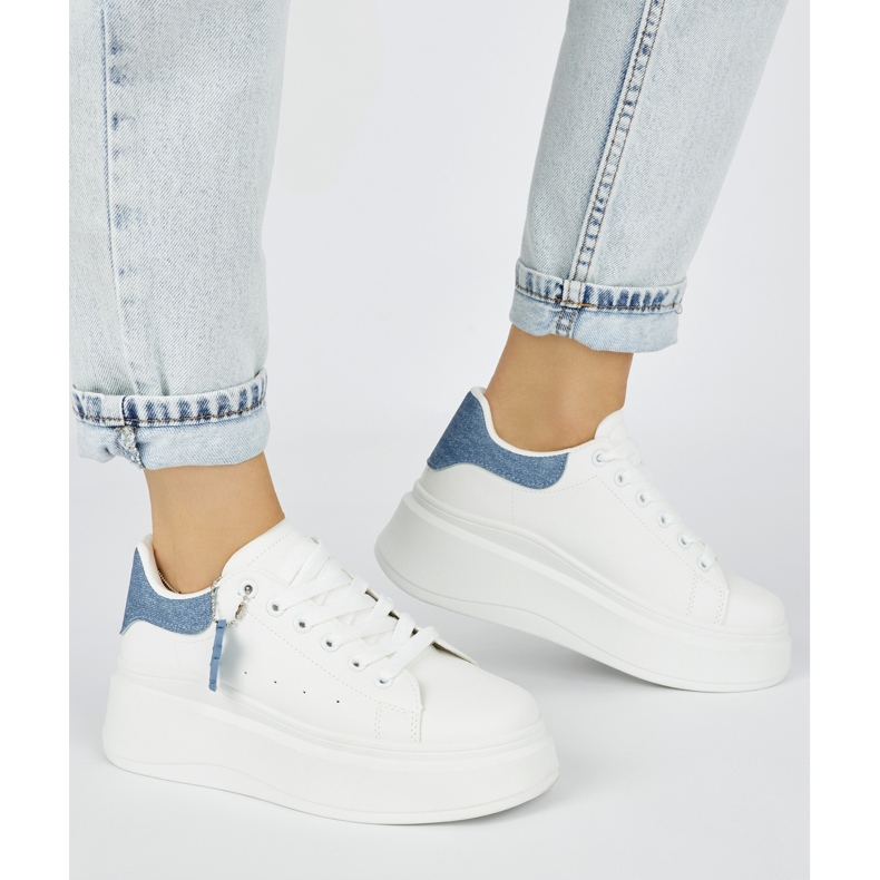 Scarpe da donna con plateau bianche bianca 2