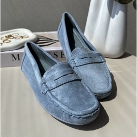 Mocassini da donna in pelle scamosciata blu Lenvie 2