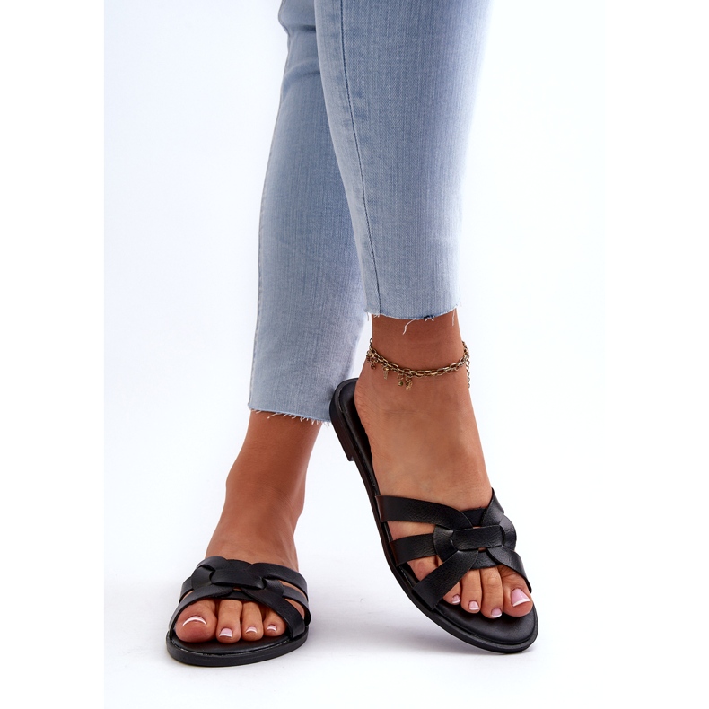 Evento Pantofole eco-inola con tacco piatto da donna nero 3