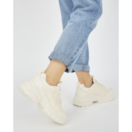 Sneakers color crema con suola spessa beige 2