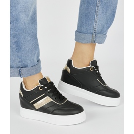 Sneakers nere con zeppa nascosta nero 1