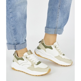 Scarpe sportive da donna multicolori con suola spessa bianco 1