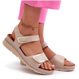 Evento Sandali da Donna con Velcro, Beige 4