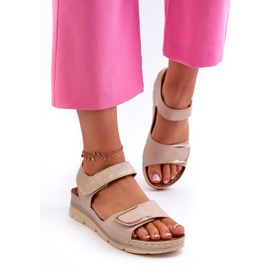 Evento Sandali da Donna con Velcro, Beige 1