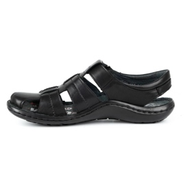 Kampol Sandali da uomo in pelle 220KAM neri nero 1