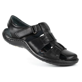 Kampol Sandali da uomo in pelle 220KAM neri nero 2