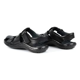 Kampol Sandali da uomo in pelle 220KAM neri nero 5