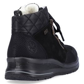 Stivali isolati da donna in pelle impermeabile nera Rieker L7701-00 nero 1
