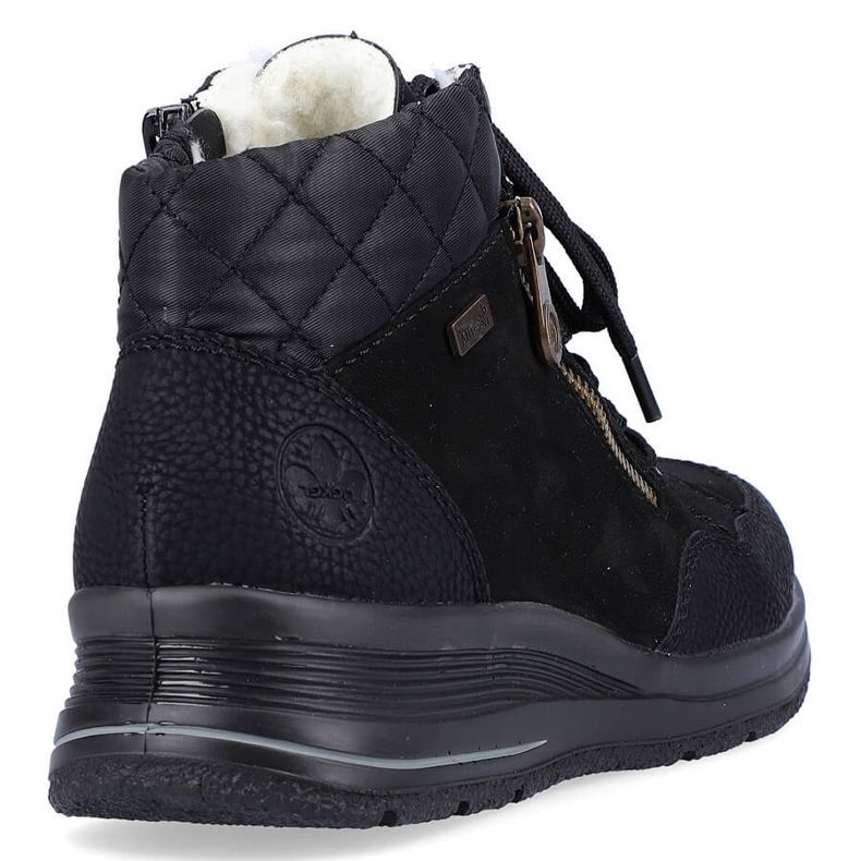 Stivali isolati da donna in pelle impermeabile nera Rieker L7701-00 nero 1