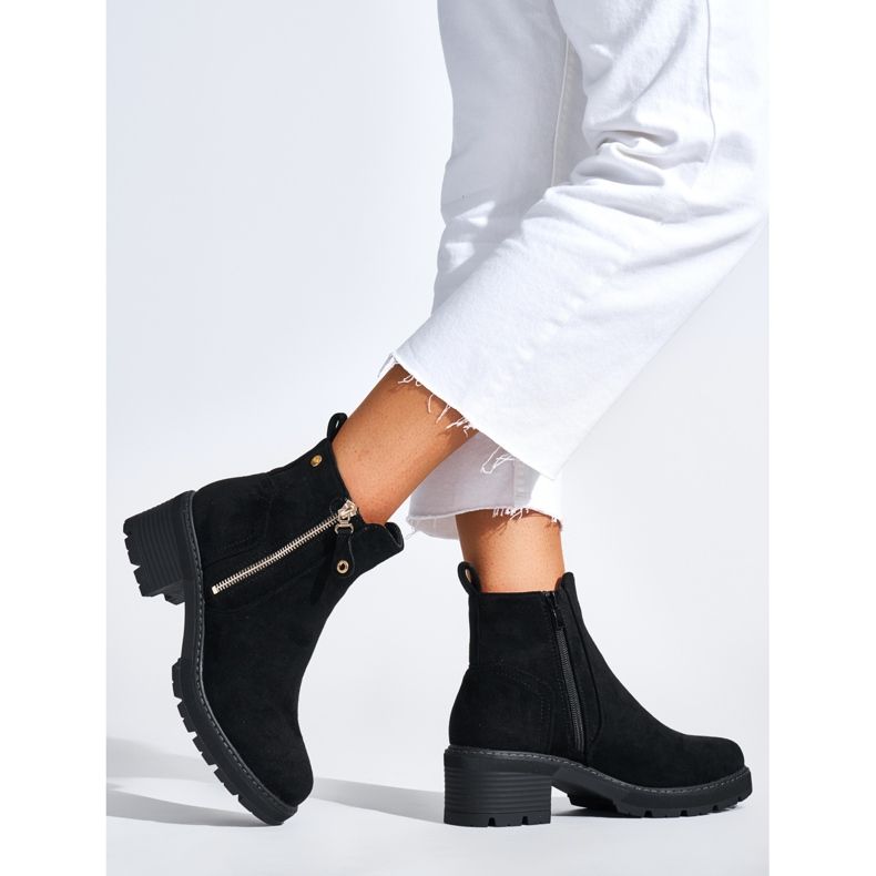 Stivaletti da donna neri con cerniera decorativa nero 2