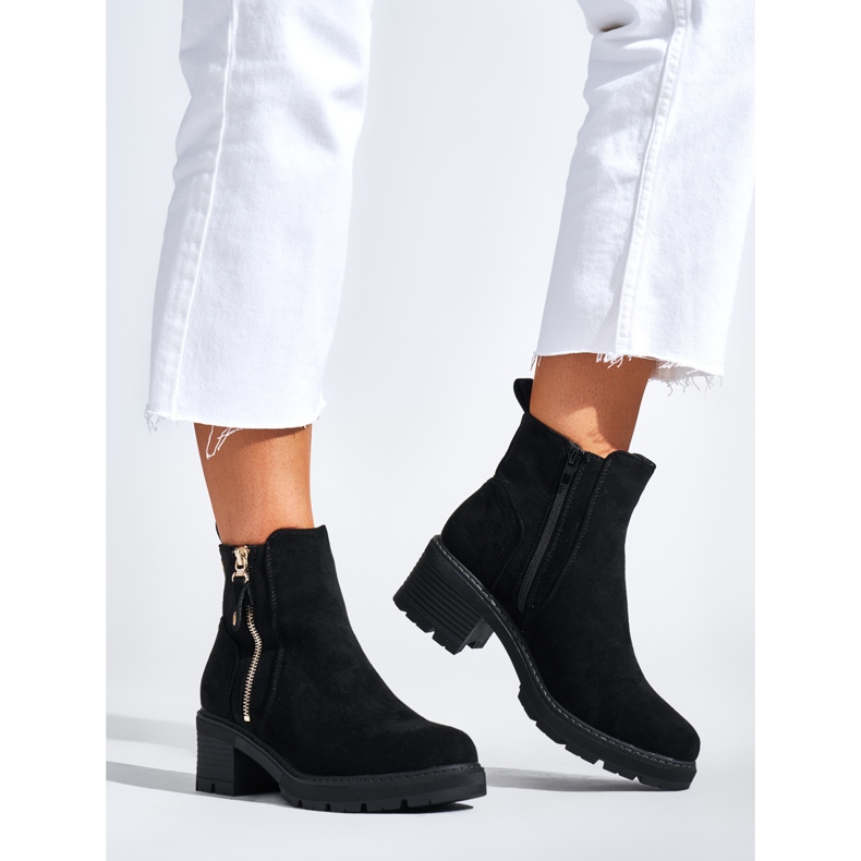 Stivaletti da donna neri con cerniera decorativa nero 1